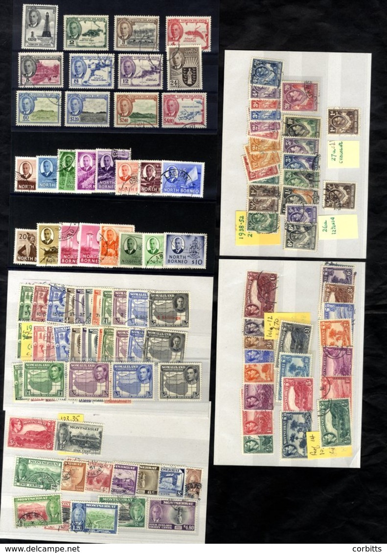 BRITISH COMMONWEALTH KGVI Defin Sets, VFU From Montserrat 1938 & 1951 Sets, North Borneo 1950 Set, Northern Rhodesia 193 - Otros & Sin Clasificación