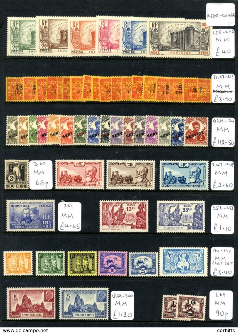 FRENCH COLONIES M Or UM Stock With Several Complete Better Sets, M/Sheets Etc. Incl. Indo-China 1934 Official Set (Cat.  - Autres & Non Classés
