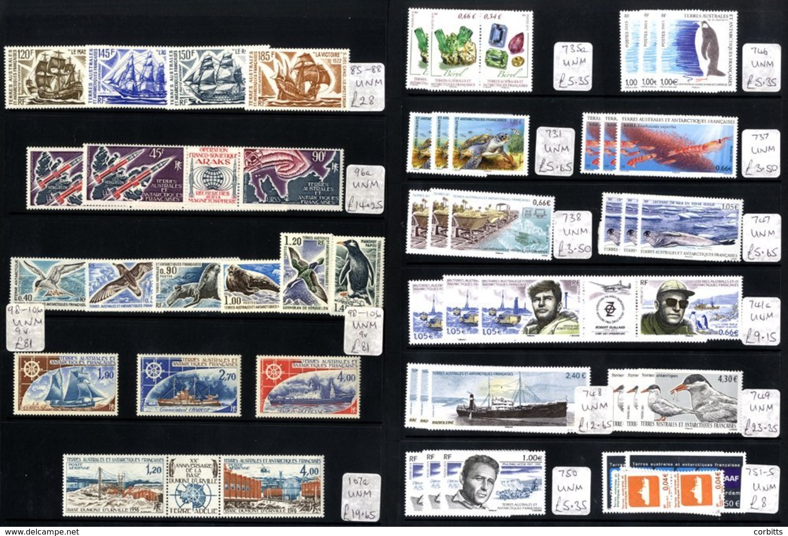 FRENCH SOUTHERN & ANTARCTIC TERRITORIES M Or UM Stock With Several Better Sets Or Singles, Mostly UM. Noted - 1962 50f A - Autres & Non Classés