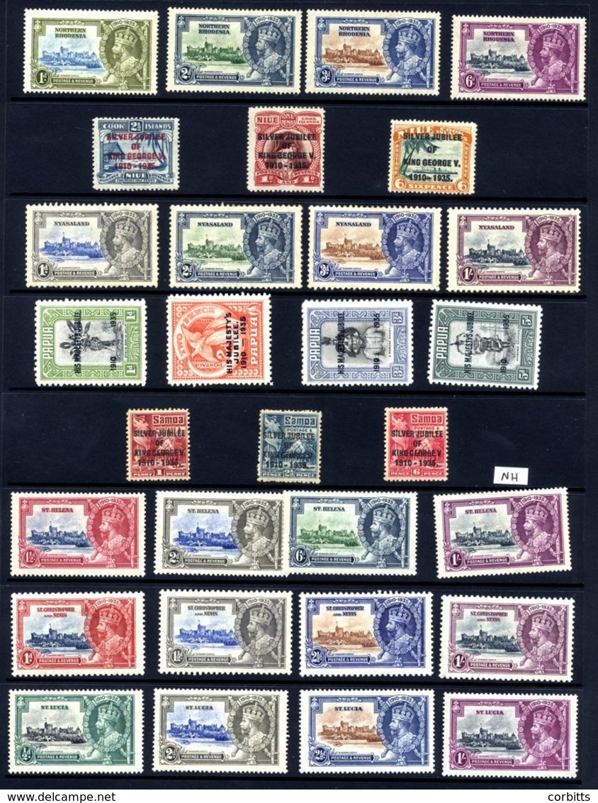 1935 Silver Jubilee Set, Complete Less Egypt, Hong Kong Short Set, Some Extras, M With Some Toning Present. (258) - Other & Unclassified