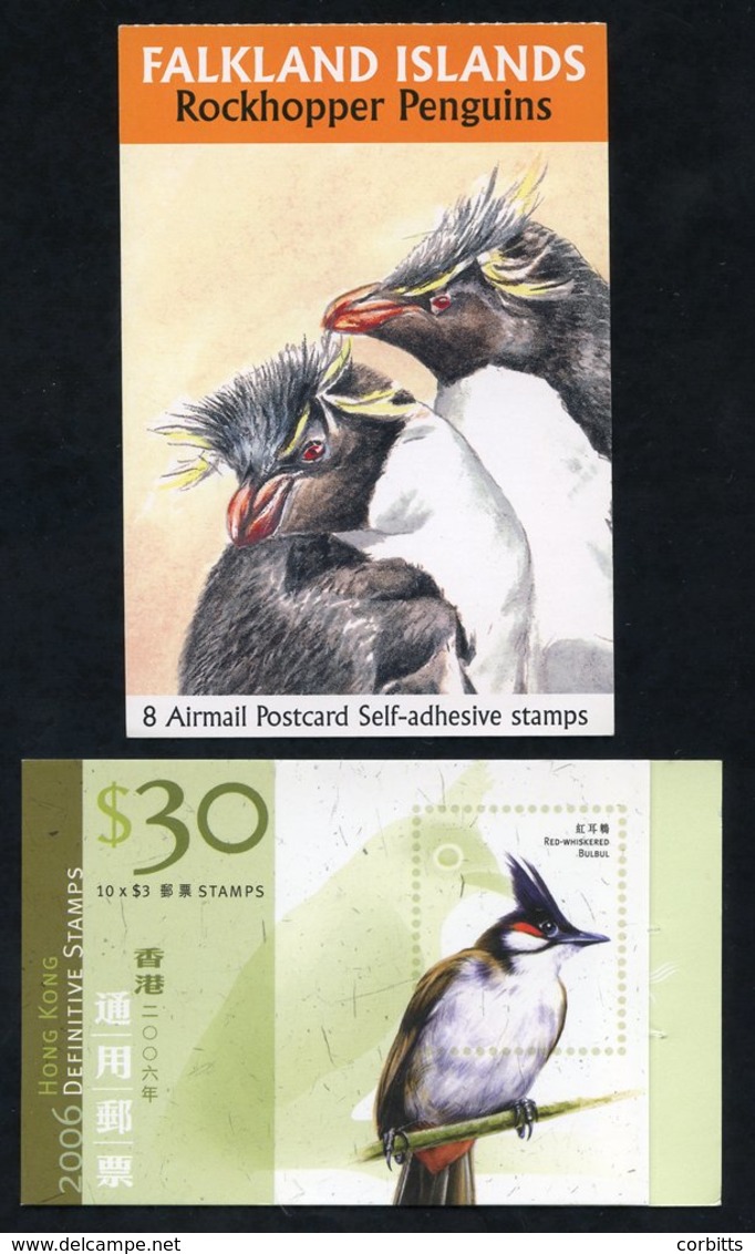 BIRDS Falkland Islands 2003 Rockhopper Booklets (35), SG.SB13, Hong Kong 2006 $30 Red Whiskered Bulbul Booklets (16), SG - Autres & Non Classés