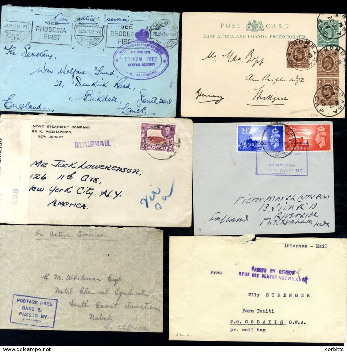 SOUTHERN AFRICA Ex-Dealers Stock Of 215 Covers In Protectors (priced To Sell At £2450) Incl. First Flights, Censored, Re - Sonstige & Ohne Zuordnung