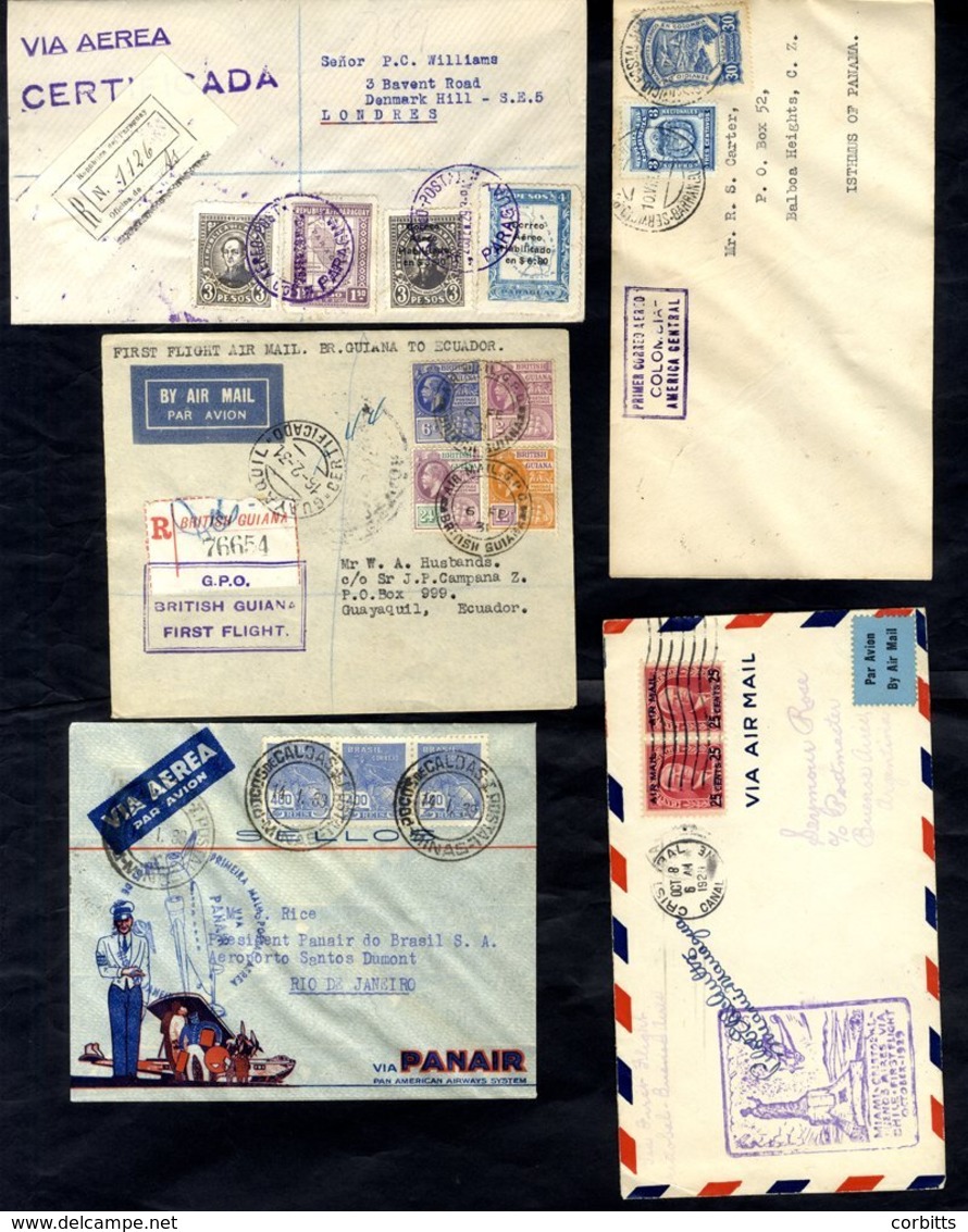 SOUTH & CENTRAL AMERICA Range Of First Flight Covers (9), Brazil Pansir 1939 Jan 14th Pacos De Caldas - Rio Company Cove - Andere & Zonder Classificatie