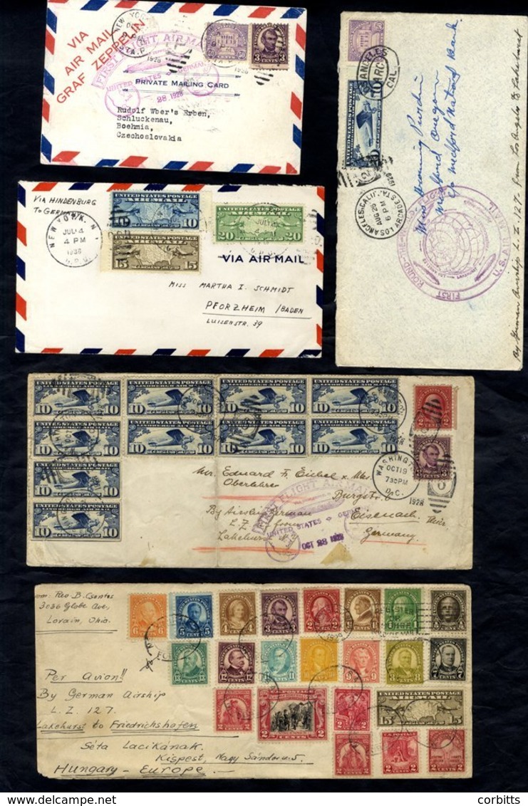 1928-36 USA Selection Of Mostly Zeppelin Flight Covers Bearing A Variety Of Cachets & Frankings. Noted - 1929 Presidents - Autres & Non Classés
