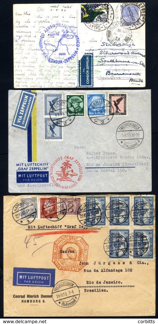 1932 Ninth South America Flight Envelope To Brazil With Heavy Franking (faults) Of 11mk80pf Which Includes Five 2mk Colo - Autres & Non Classés