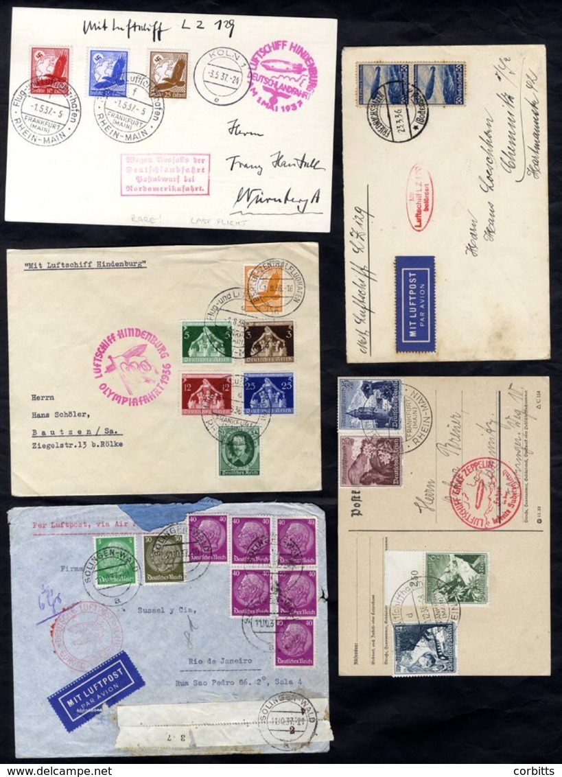 1935-38 Germany Selection Of Cards & Covers For Various Flights Incl. 1936 Europa-South America; LZ 129 & Olympic. (7) - Sonstige & Ohne Zuordnung