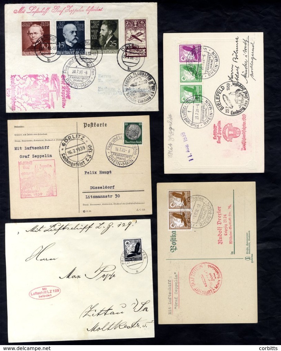 1936-39 Selection Of Cards & Cover Which Includes Bielefeld & LZ129 Zeppelin Flights As Well As Danzig Acceptance Envelo - Sonstige & Ohne Zuordnung
