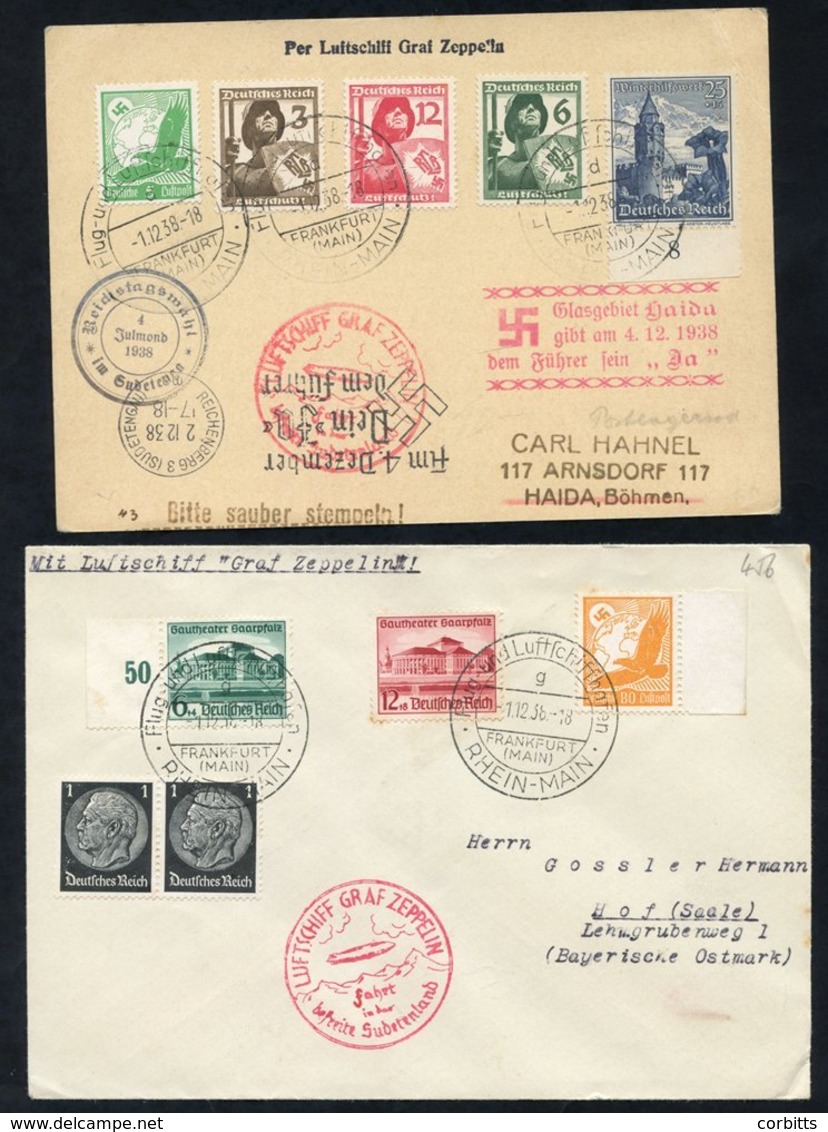 1938 Sudetenland Propaganda Flight - A Colourful Card & Cover Carried On This Flight, The Card Is Multi-franked With Wid - Sonstige & Ohne Zuordnung