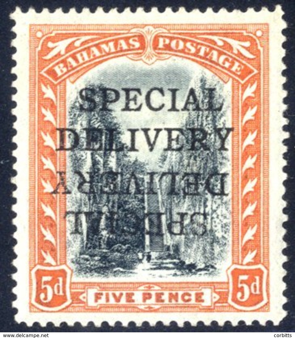 1916 SPECIAL DELIVERY 5d Black & Orange, Variety Ovpt Double, One Inverted M - Horizontal Gum Crease O/w Fine. Brandon C - Autres & Non Classés