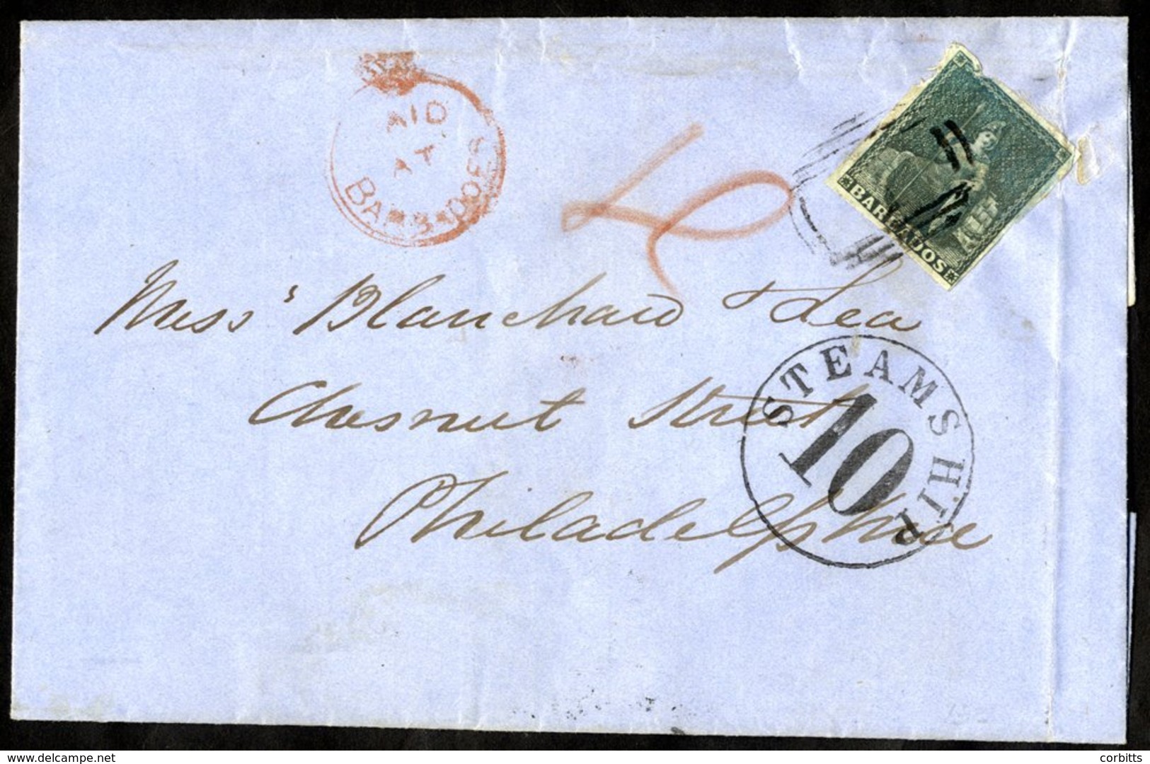 1852 (Apr) - 1855 No Wmk Imperf On Blued Paper (1d Blue) Slight Faults, Tied By Barred Numeral 'I' To 1856 (Sept 10) Lar - Otros & Sin Clasificación