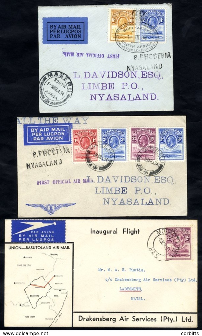 1934-50 First Flight Covers (3), 1934 March 5th Acceptance For RANA FF Salisbury - Blantyre Flown Imperial Airways Jobur - Autres & Non Classés