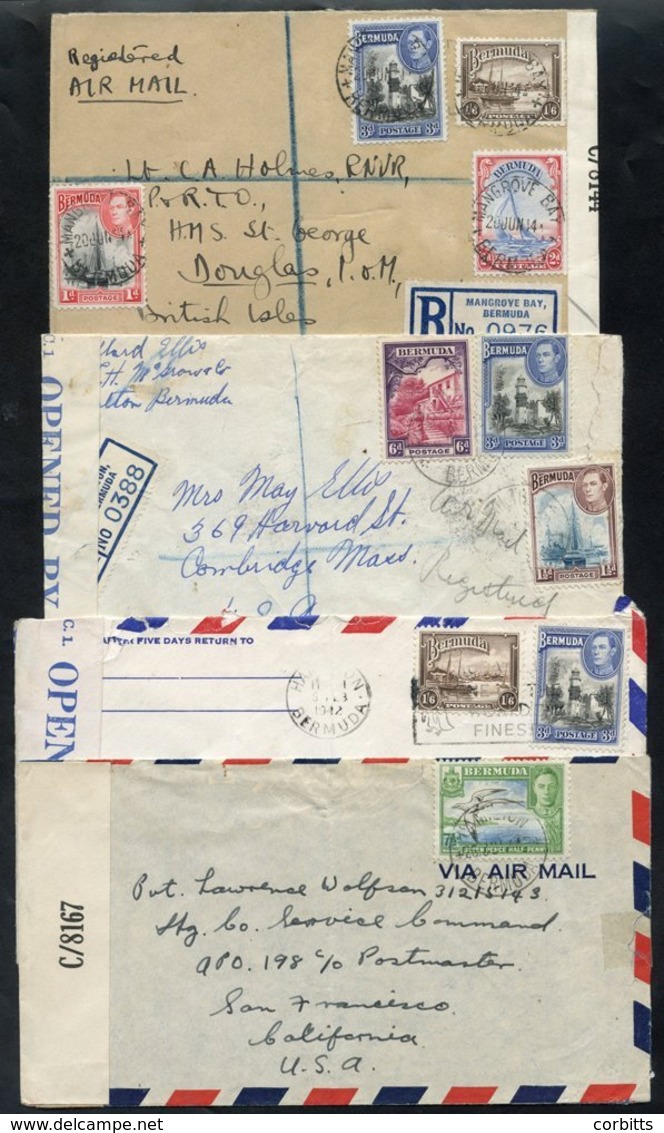 1940's WWII Censored Covers (4), Two With The Blue On White Label (Spec. CL3), The Other Two PC 90 Labels. - Autres & Non Classés