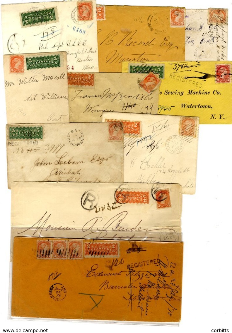 Registered Letter Stamps (17 Covers + 1 Piece) All Having Either 2c Or 5c Stamps In Conjunction With 'Small Queen's' Iss - Sonstige & Ohne Zuordnung