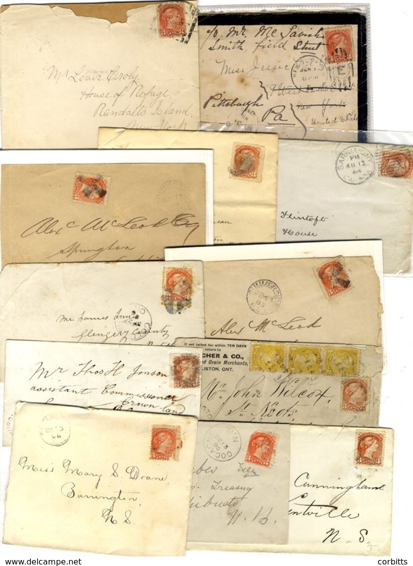 Small Queen's Covers (30) Mainly 1c, 2c Or 3c Frankings With One 6c Noted. Condition Mixed But Good Variety Of Towns Or  - Autres & Non Classés