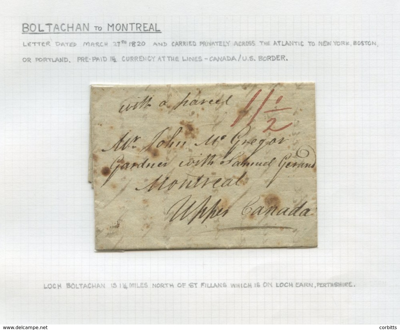 1820-55 Letters Or Covers (8) Written Up On Pages, All Bar One Internal Usage, With Manuscript Rates. The One Cover Is F - Autres & Non Classés