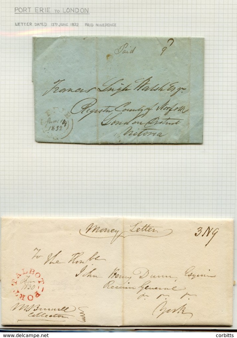 1830-51 Undated Circular Town Cancels On Entires With Manuscript Dates 1830 Port Talbot, 1832 Port Erie, 1835 La Prairie - Autres & Non Classés