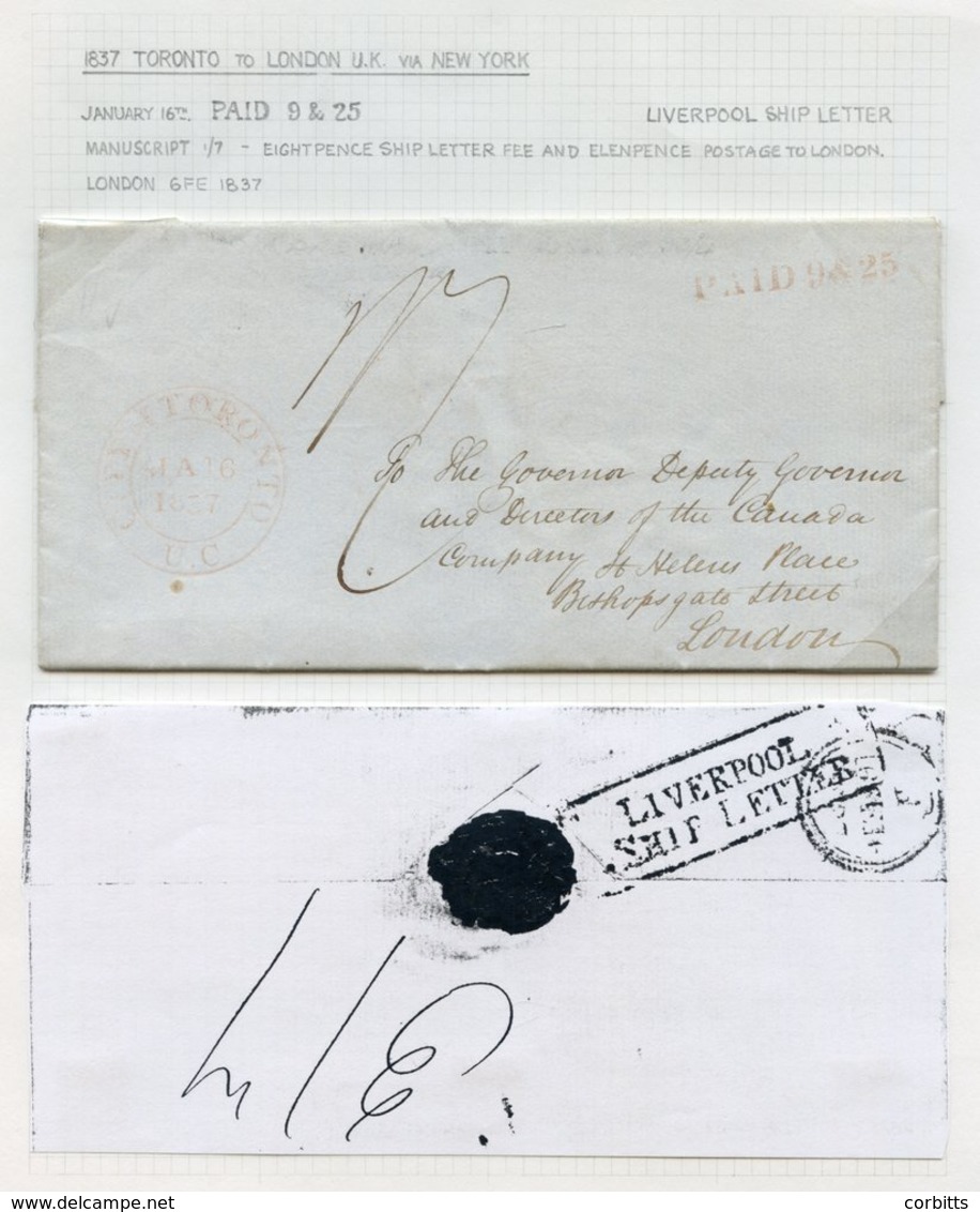 1837 Folded Letter To London With Large Double Ring CITY Of TORONTO JA.16.1837 Cancel, And With A Fine Strike Of The Sca - Autres & Non Classés