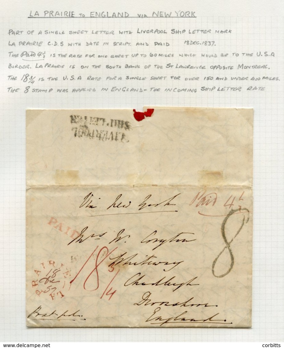 1837-72 Undated Circular Town Cancels On Entires With Manuscript Dates. 1837 La Prairie, 1843 Elora, 1846 Lancaster, 184 - Sonstige & Ohne Zuordnung