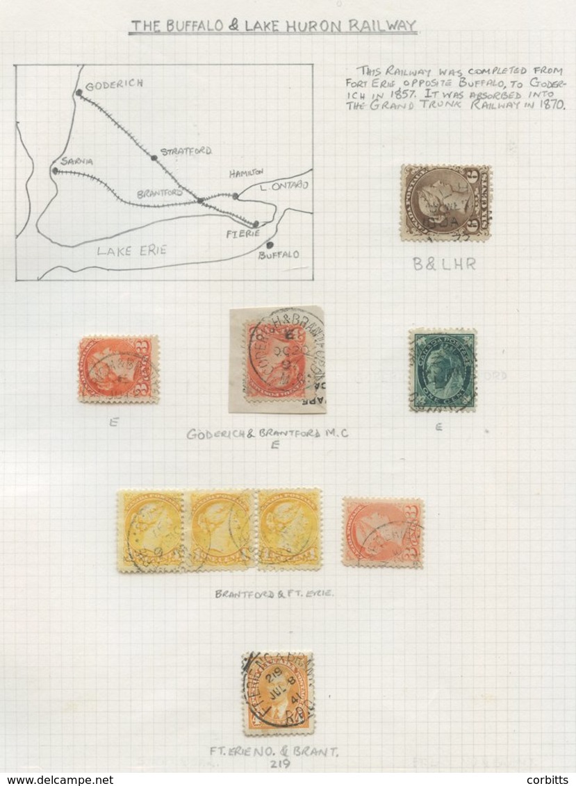 Comprehensive Collection Of Canadian Railways Cancellations From QV To QEII Written Up On Album Pages Incl. Stamps, Cove - Sonstige & Ohne Zuordnung