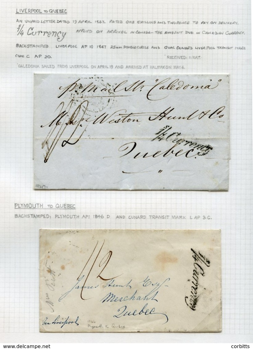 1846-48 Envelopes (2) & A Folded Letter From England To Canada, The 1846 Envelope & The 1847 Entire With S/line '1/4 Cur - Autres & Non Classés