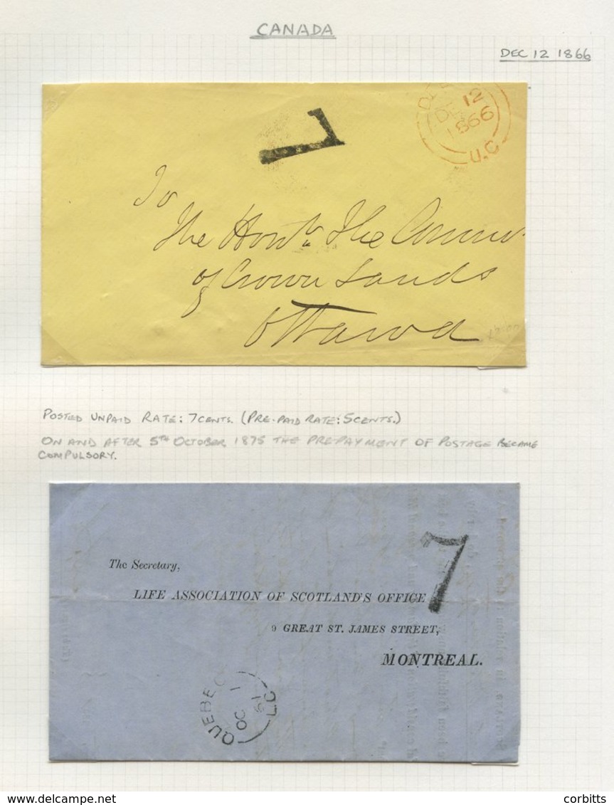 1850's-60's Study Of The 'Unpaid 7' H/stamp, 30 Covers Or Entires With Generally Very Fine Strikes Of These H/stamps. - Autres & Non Classés