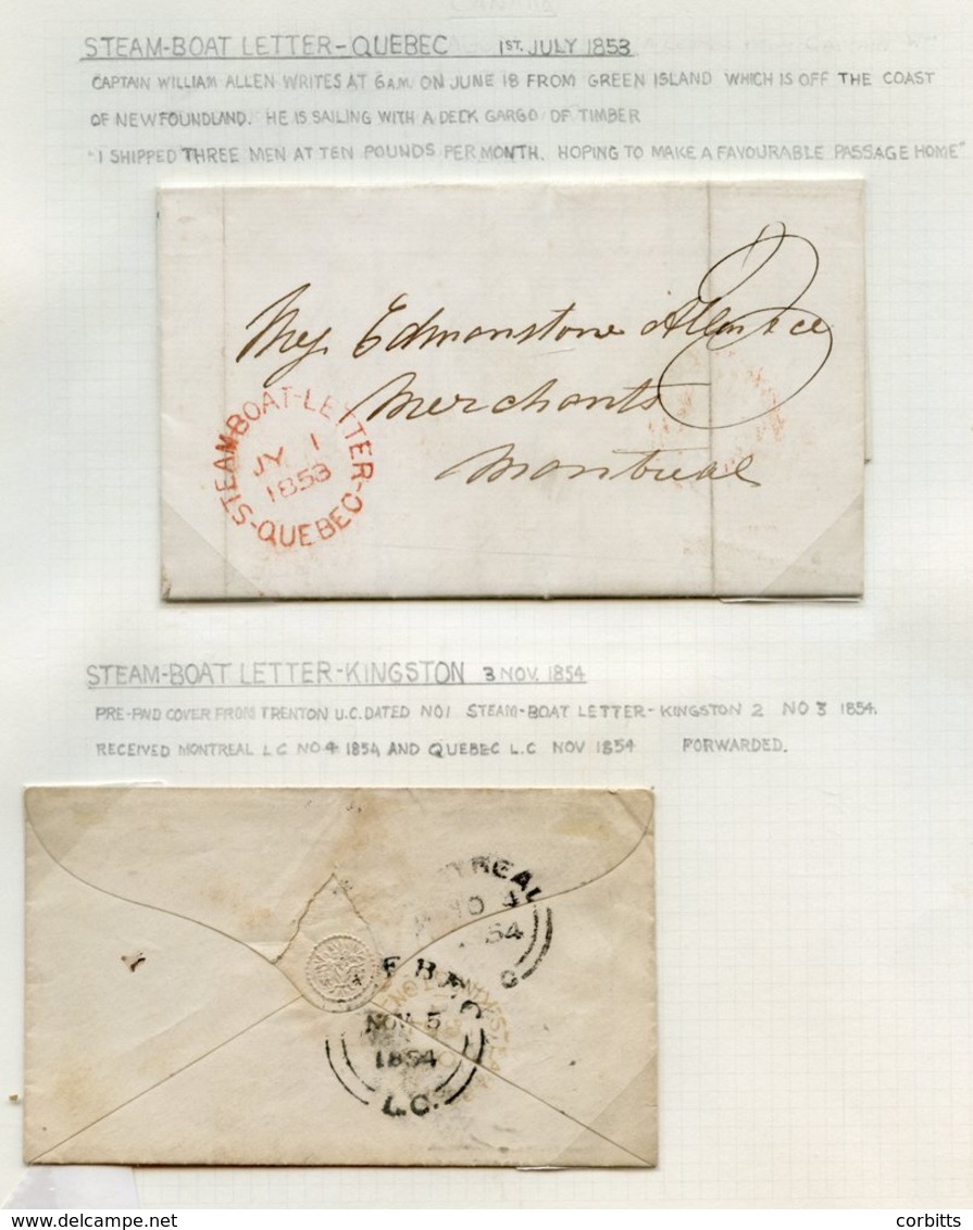 1853 Folded Letter To Montreal With A Good Strike Of STEAMBOAT - LETTER QUEBEC JY.1.1853 & An 1854 Envelope To Quebec Wi - Autres & Non Classés