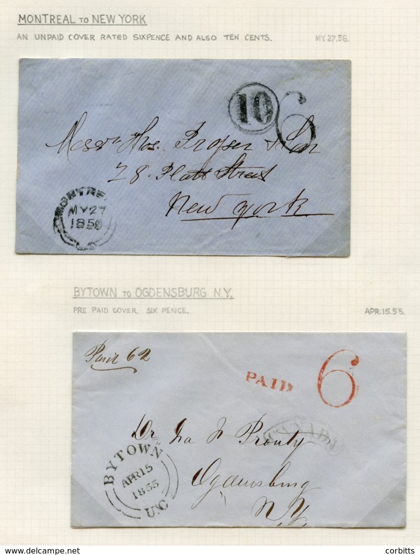 1855-70 Folded Letters Or Envelopes (4) All With '6' Or 'Paid 6' H/stamps. 1855 Bytown To New York, 1856 Montreal To New - Sonstige & Ohne Zuordnung