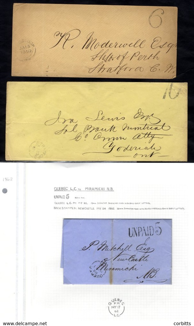 1859-72 Covers (9) With Unpaid H/stamps, Five Are 5c Also 6, 10, 14 H/stamp & 21 Manuscript. - Sonstige & Ohne Zuordnung