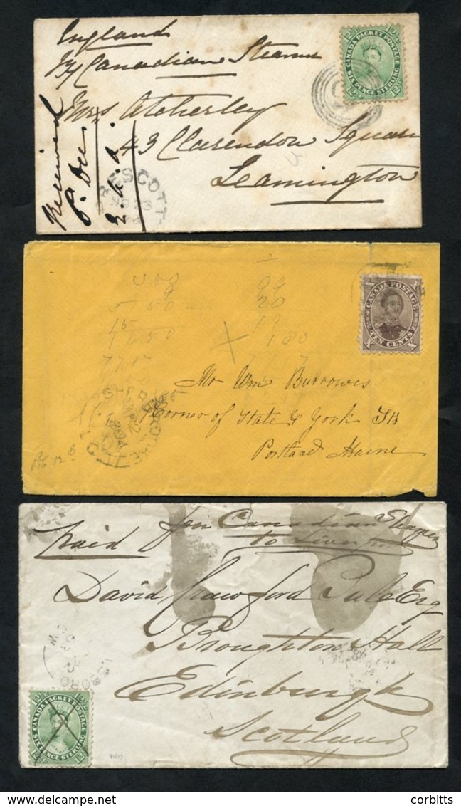 Covers (3) With 1859 Issue Stamps, Two With 12½c Frankings, The Other With A 10c. All Have Cover Faults. - Sonstige & Ohne Zuordnung