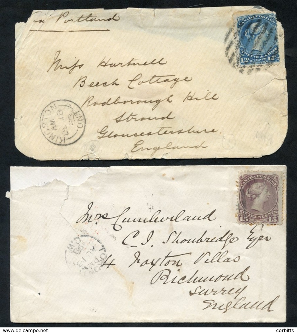 1868 12½c On Cover To Stroud, England Tied By A Barred Cancel, Kingston DE.18.68 Cancel At Lower Left. 1868 Cover To Ric - Sonstige & Ohne Zuordnung