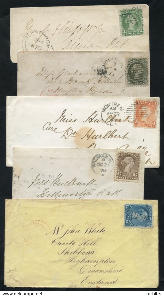 1868-75 Large Queen's Covers (5) Each With A Single Franking Different Value (2c, 3c, 5c, 6c, 12½c), The 12½c Cover To E - Sonstige & Ohne Zuordnung