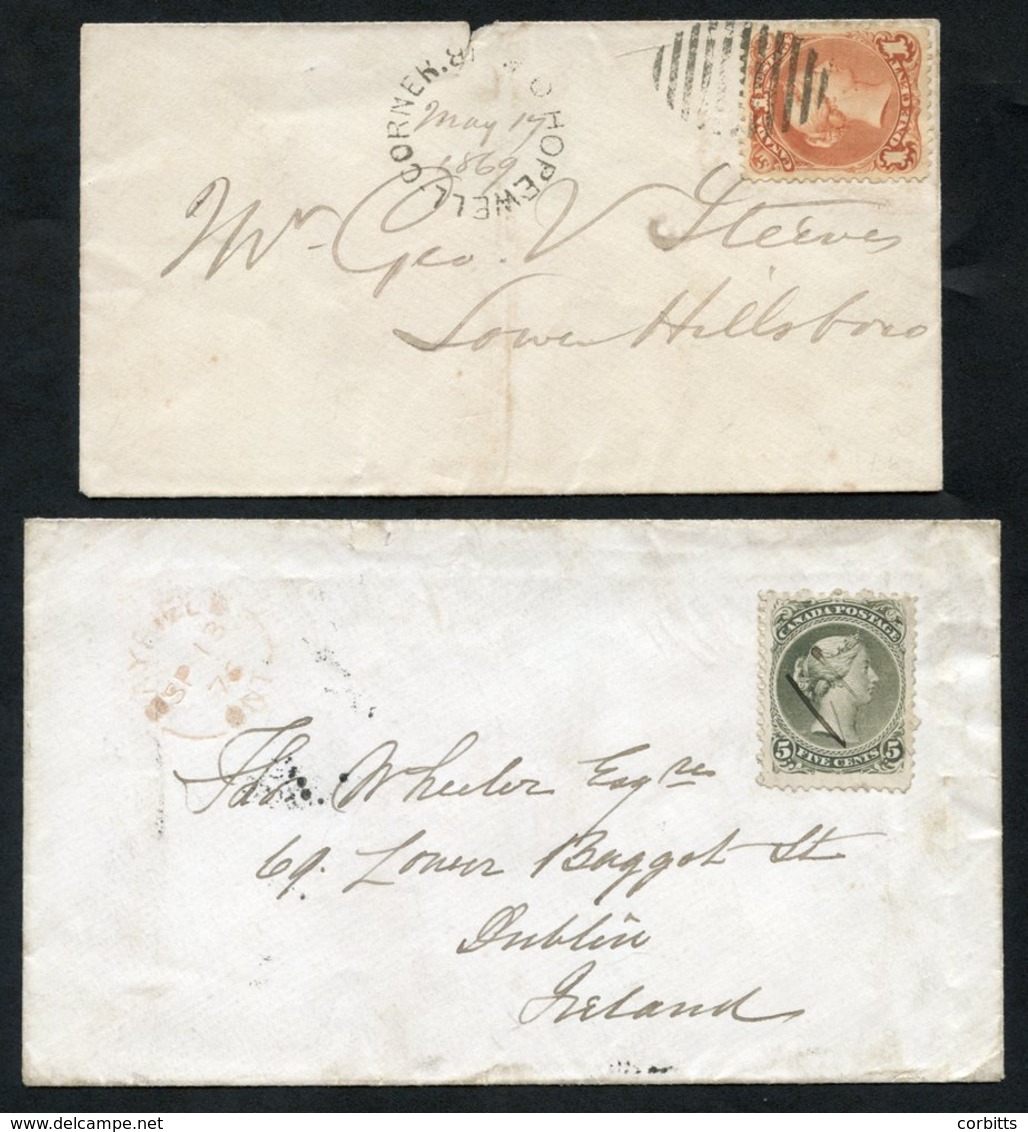 1869 Cover To Lower Hillsboro With A 1c Tied By A Barred Cancel, An Undated Circular Hopewell Corner With May 19 1869 Wr - Sonstige & Ohne Zuordnung