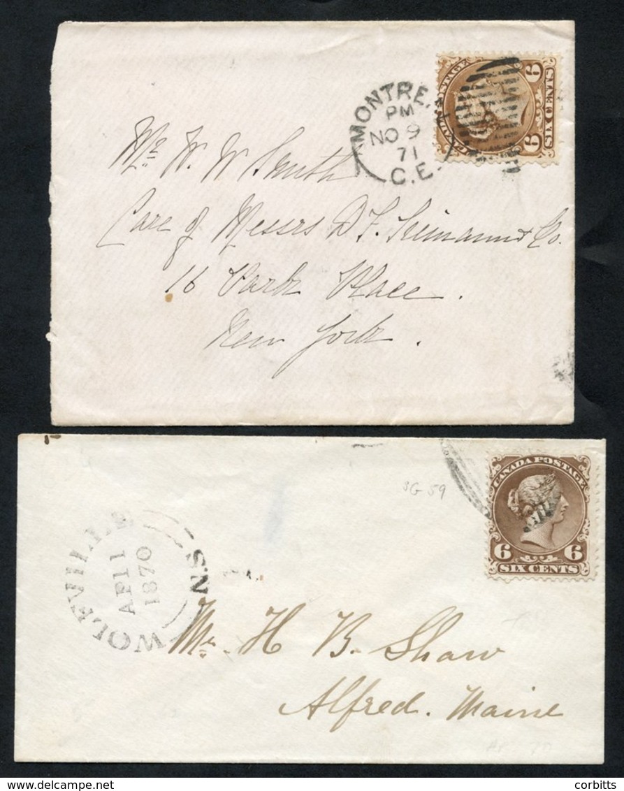 1870-71 Covers (2) With Large Queen's 6c, 1870 Wolfville (AP 11) To Alfred, Maine, And An 1871 Cover, Montreal (NO 9) To - Sonstige & Ohne Zuordnung