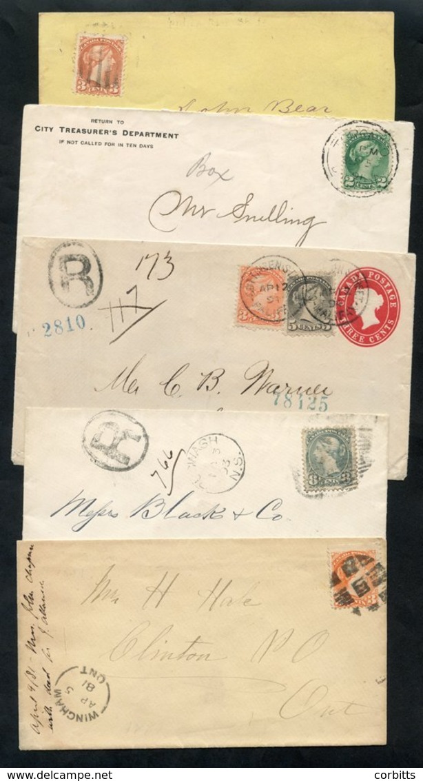 1870-97 Small Queen's Covers (8), Two Registered, Five Have Single Franking 3c, One With Fine Flag Cancellation, A 2c Co - Sonstige & Ohne Zuordnung