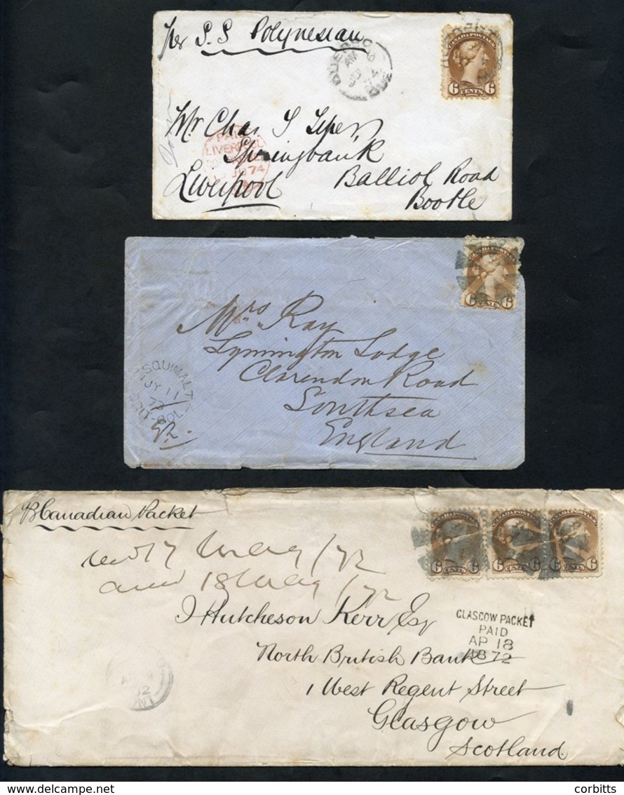 1872-74 Covers (3) With Small Queen's 6c. 1872 Triple Rate Cover To Scotland With 6c (3) Tied By Cork Cancels, Toronto A - Sonstige & Ohne Zuordnung