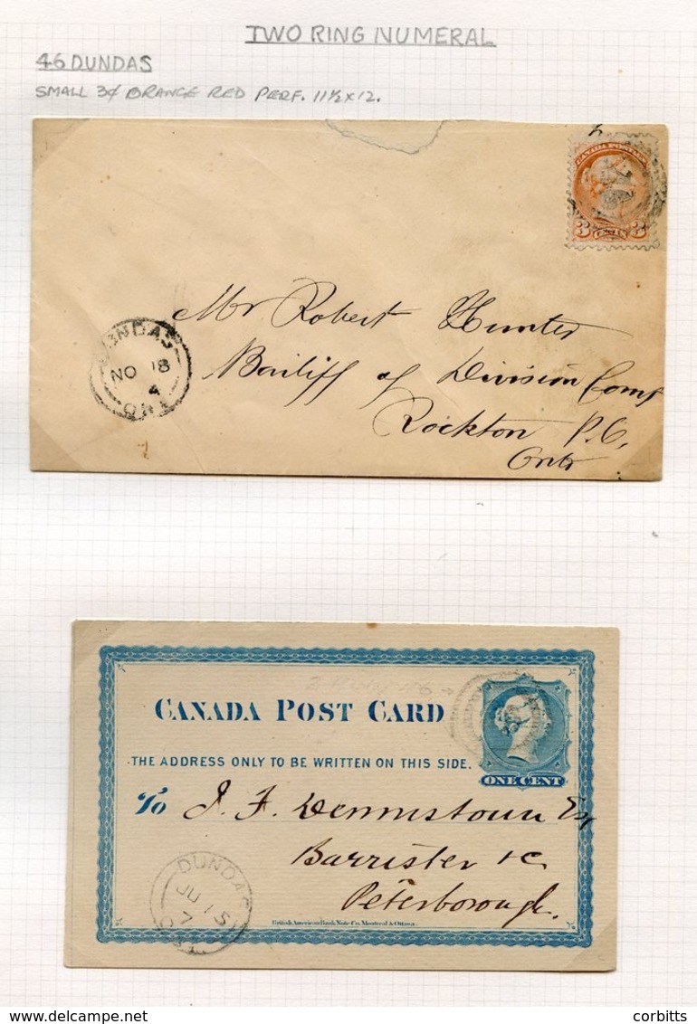 1873-79 Covers (4) All With Small Queen's 3c, One Is Registered, All Cancelled By Two Ring Numeral Cancels, Includes Dun - Sonstige & Ohne Zuordnung