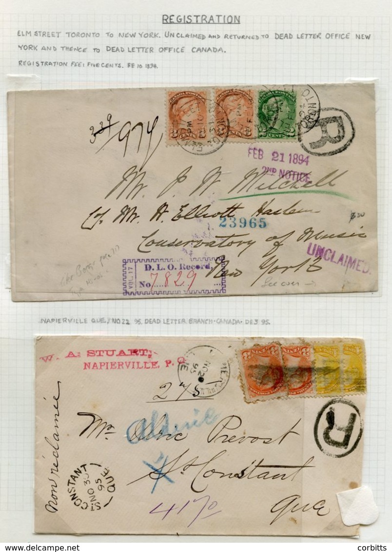 1889-97 Covers (8) Sent Registered, All With Small Queen's Vals Paying An 8c Rate. Nice Group. - Sonstige & Ohne Zuordnung