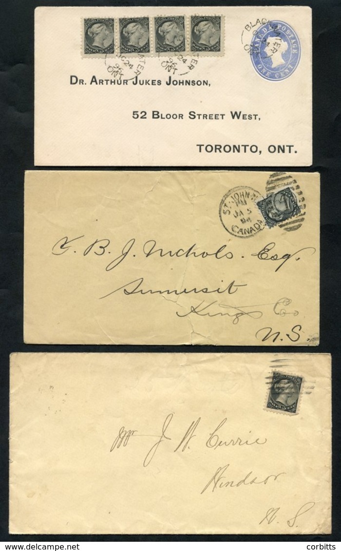 1891-96 Covers With The 1882-97 ½c, Two With Single Frankings (one Envelope Is Torn), One A 1c Envelope With A Strip Of  - Sonstige & Ohne Zuordnung