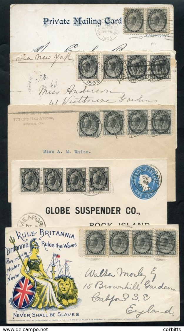 1898 ½c Leaf Issue Covers (6) - One Registered, Also PPC's (5) & One Patriotic Front, All Franked With Multiples Of The  - Sonstige & Ohne Zuordnung