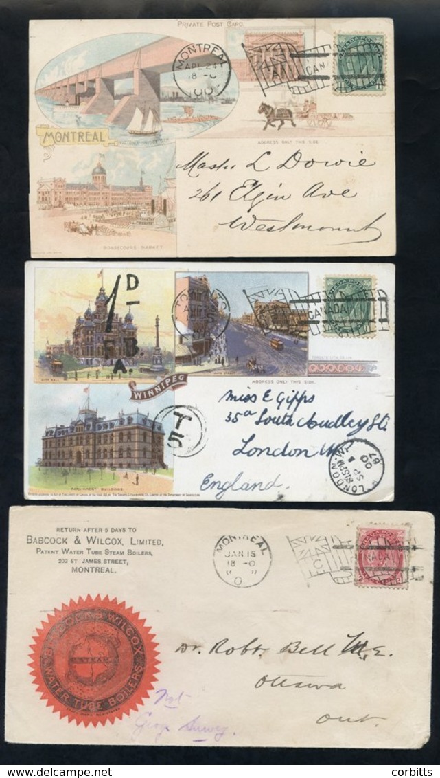 1898 Leaf Issue (3 Covers & 3 Cards) The Covers All Bearing 2c And Having Corner Advertising, All Tied By Roller Flag Ca - Sonstige & Ohne Zuordnung