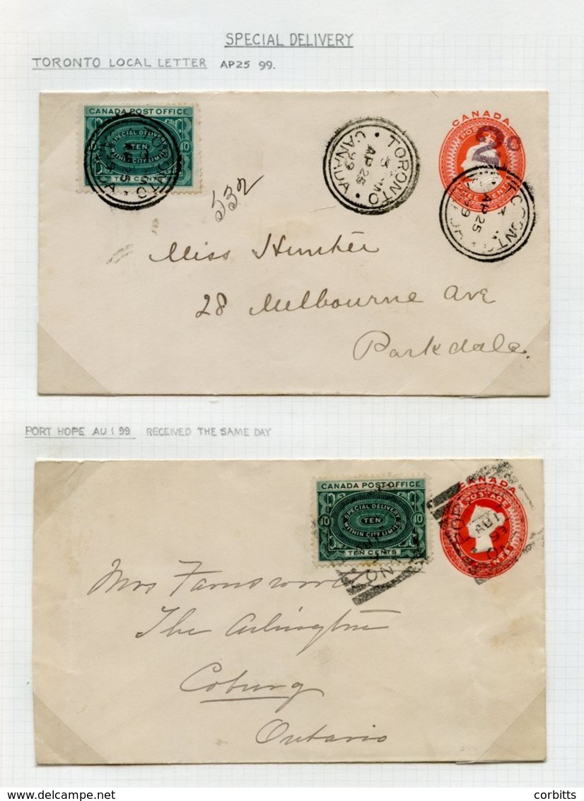 1899 Postal Stationery 2c Covers (2) With 10c Special Delivery Stamps. Toronto (AP 25) Local Cover & Port Hood (AU 1) To - Sonstige & Ohne Zuordnung