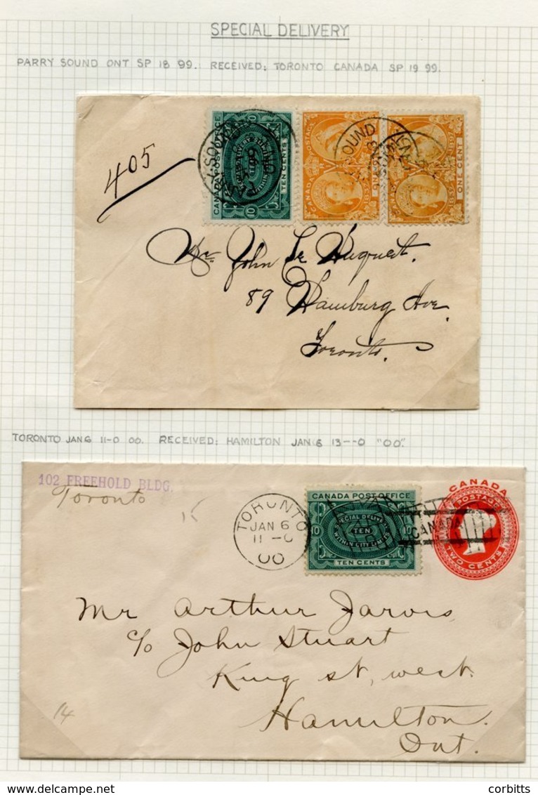 1899-1900 Covers (2) With 10c Special Delivery Stamps. 1899 Cover Has A Pair Of Jubilee 1c, Cancelled Parry Sound SP.189 - Autres & Non Classés