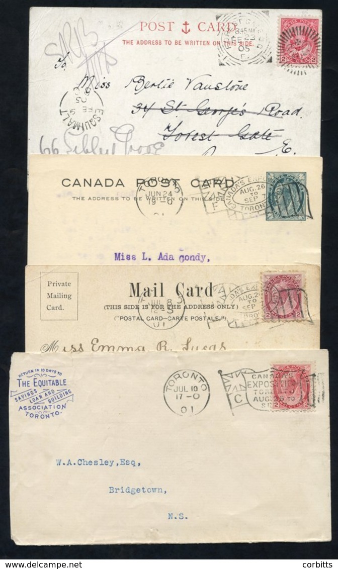 1901-05 Postcards (4), 3 With 'Flag' 'Canada's Exposition Toronto, Aug 26 To Sep 7' Cancels (two Different Types). Also  - Autres & Non Classés