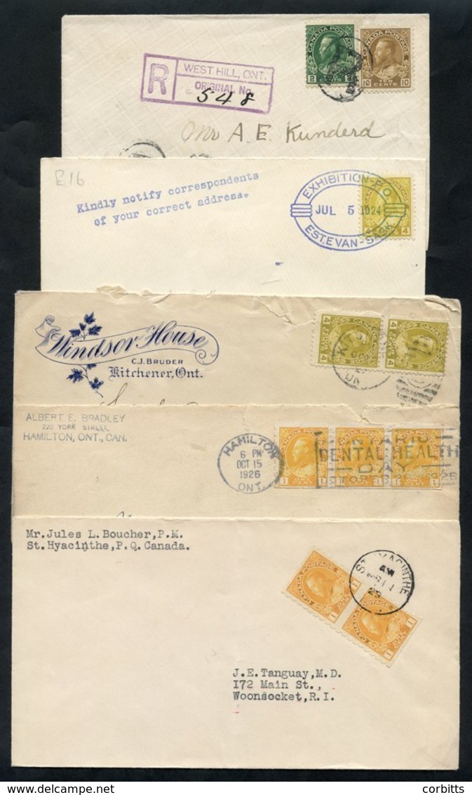 1922 Admiral Issue Covers (5) One Registered To The USA With A 2c & 10c, 1929 Cover With A Pair Of 1c Coil, Imperf Betwe - Sonstige & Ohne Zuordnung