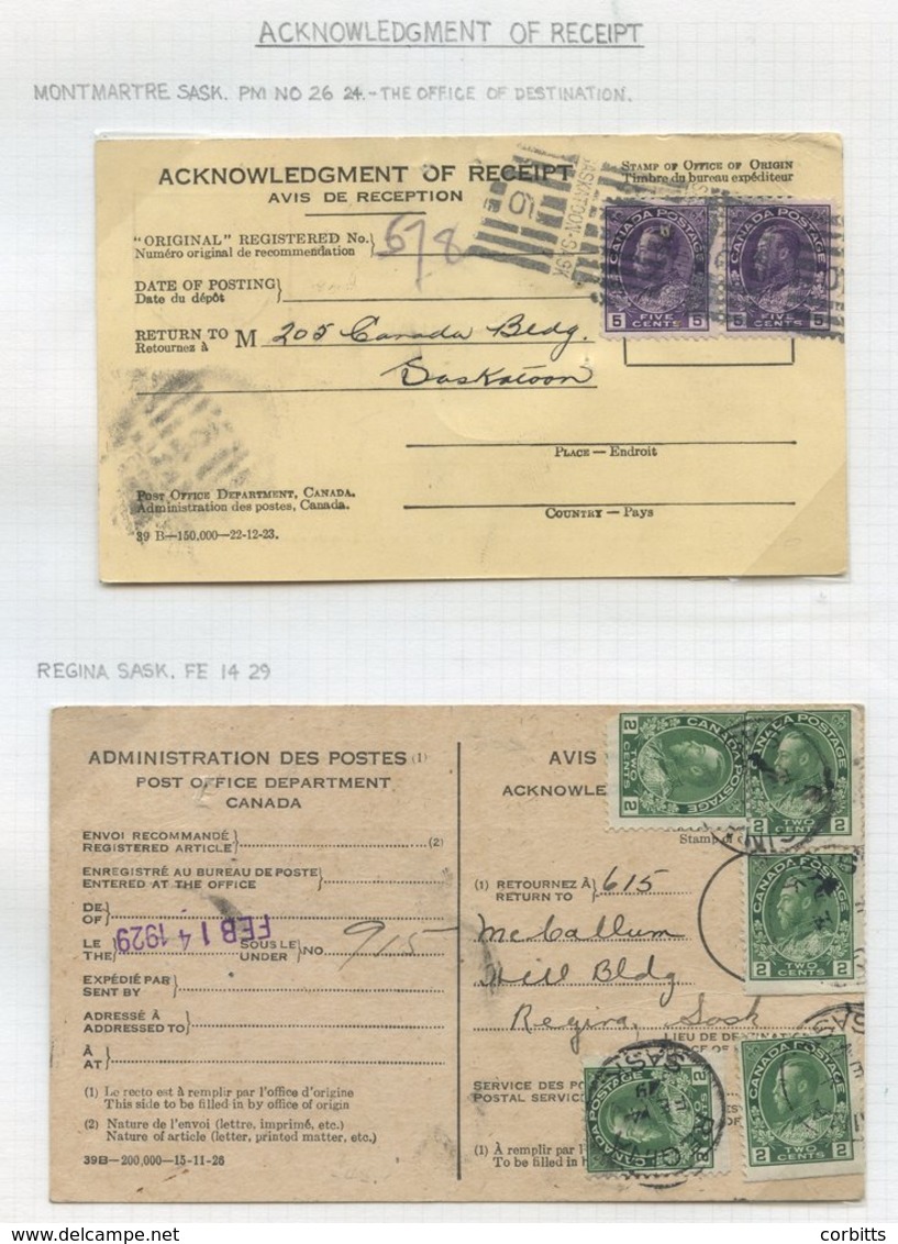 1923-35 Acknowledgement Of Receipt (A.R) Cards, All With Vals Paying A 10c Rate (7 Cards), Also A 1992 Card Attached To  - Sonstige & Ohne Zuordnung