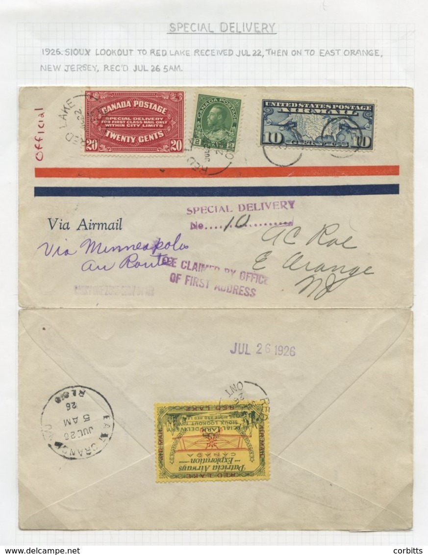 1926 Cover (opened Out For Display) To New Jersey With A Patricia Airways Stamp On The Reverse, A Canadian 2c & 20c Spec - Autres & Non Classés