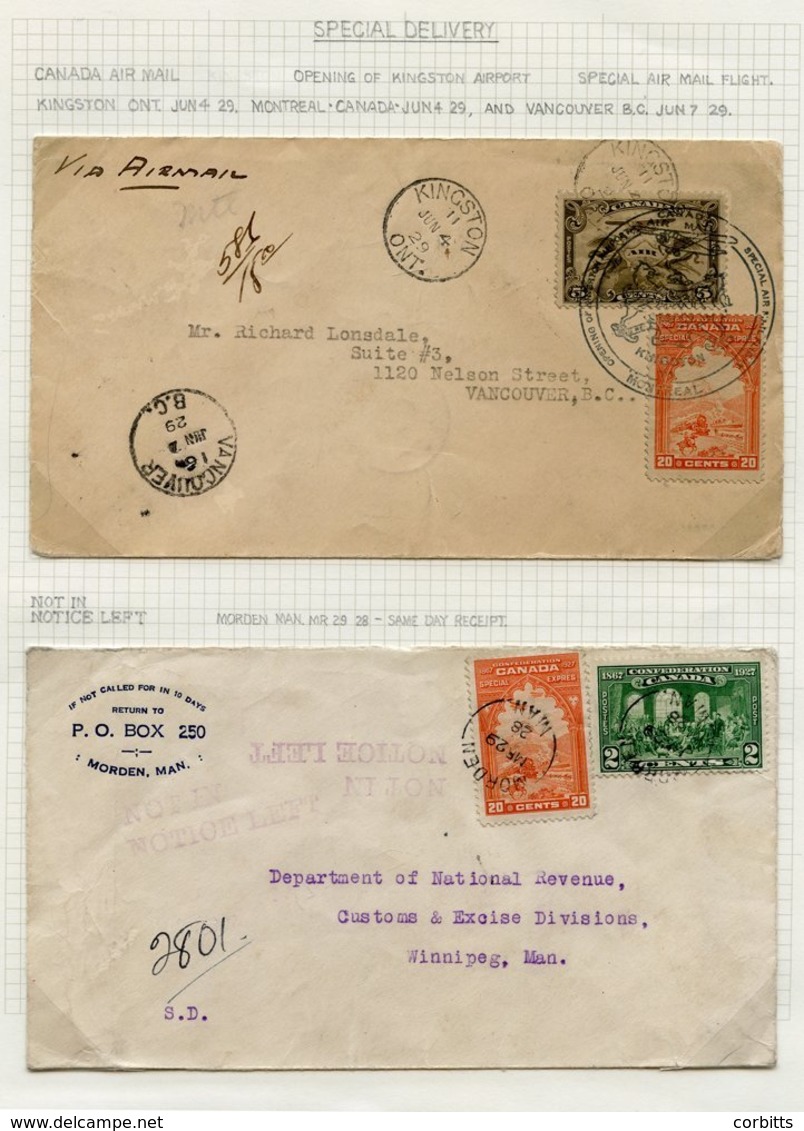 1927 60th Anniversary Of Confederation 20c Special Delivery Stamp. A Written Up Collection Of Covers (11) & A Spectacula - Sonstige & Ohne Zuordnung