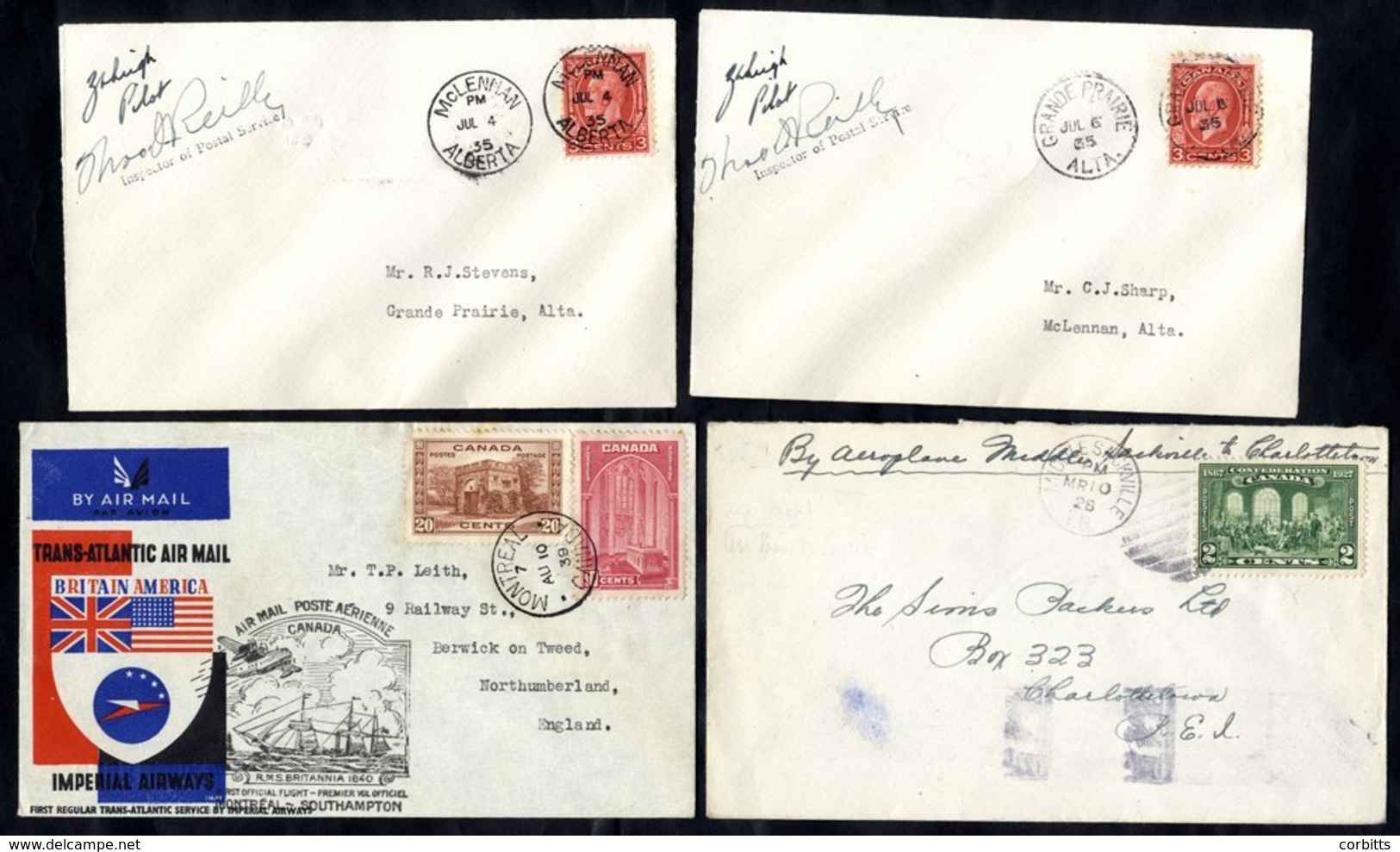 1928-39 Flown Covers (4), 1928 March 10th Canadian Transcontinental Airways 3rd Flight Middle Sackville - Charlottetown  - Sonstige & Ohne Zuordnung