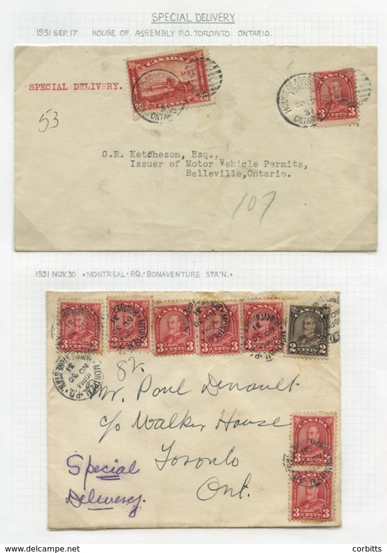 1931-32 Special Delivery Covers (10) Written Up On Album Pages, With Either 20c Special Delivery Stamps (6) Or With The  - Sonstige & Ohne Zuordnung