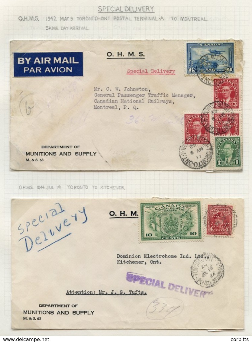 1938-49 Special Delivery Covers (11) All With PERFIN Stamps. Nine Covers Have Perfin Special Delivery Stamps, The Other  - Sonstige & Ohne Zuordnung